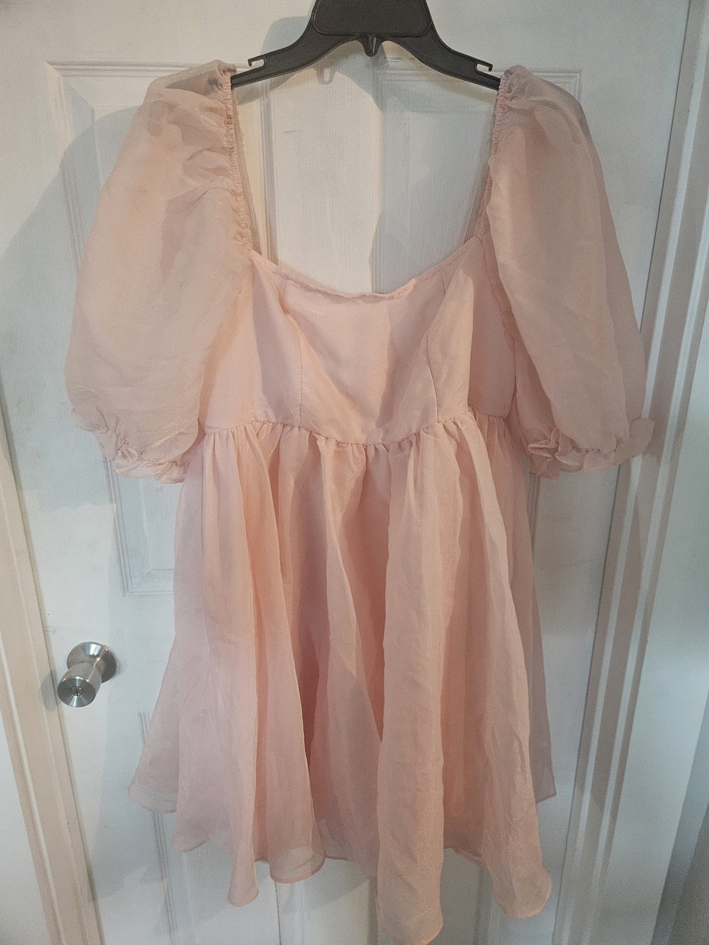 SHEIN Light Pink Puff Sleeve Party Dress